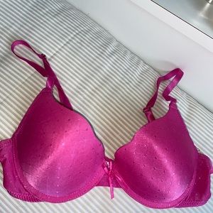 Bright pink push up bra